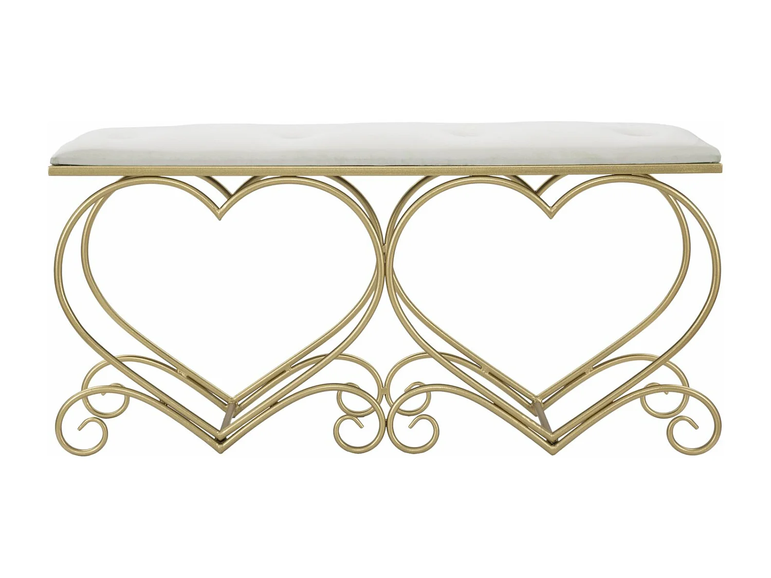 Banc Design "Heart" 105cm Crème & Or