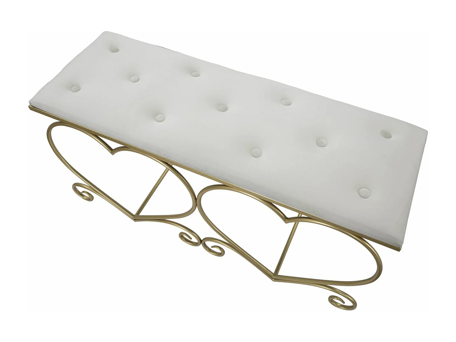 Banc Design "Heart" 105cm Crème & Or