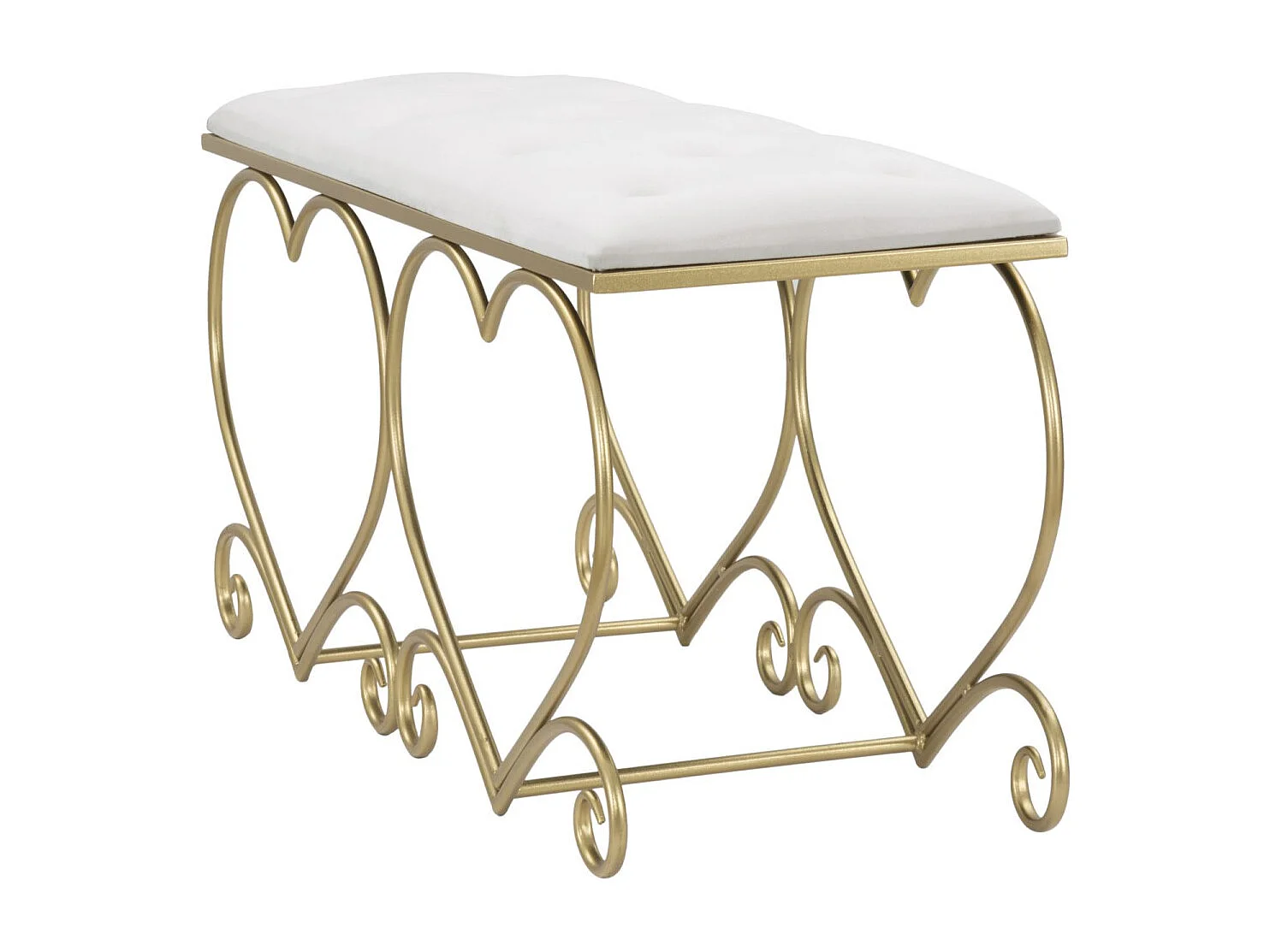 Banc Design "Heart" 105cm Crème & Or