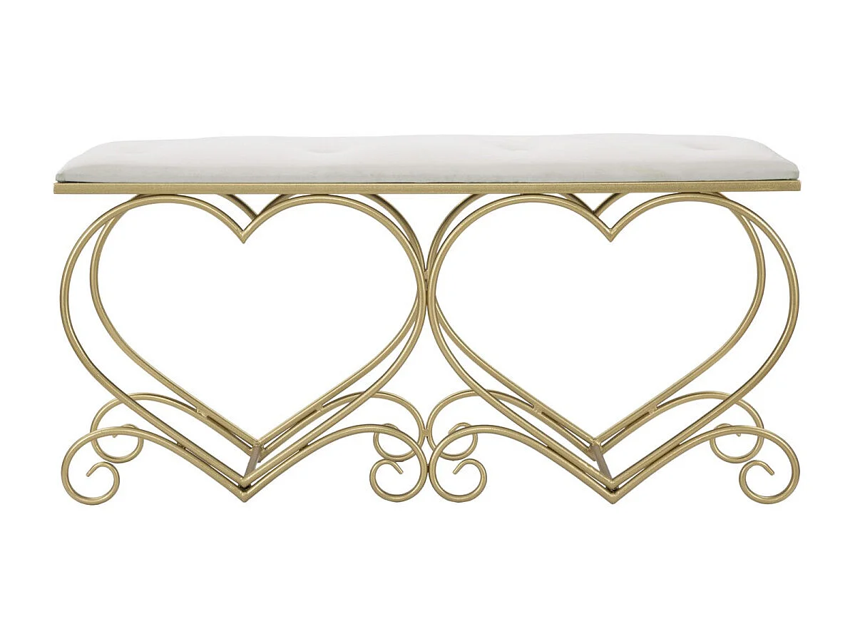 Banc Design "Heart" 105cm Crème & Or