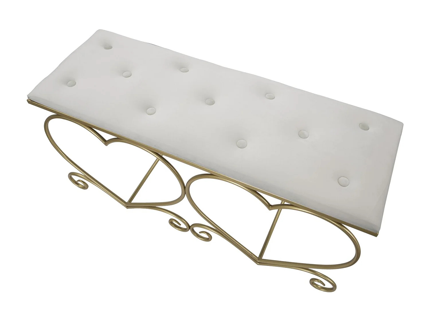 Banc Design "Heart" 105cm Crème & Or