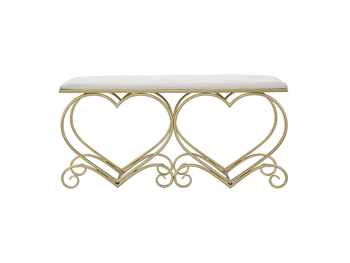 Banc Design "Heart" 105cm Crème & Or