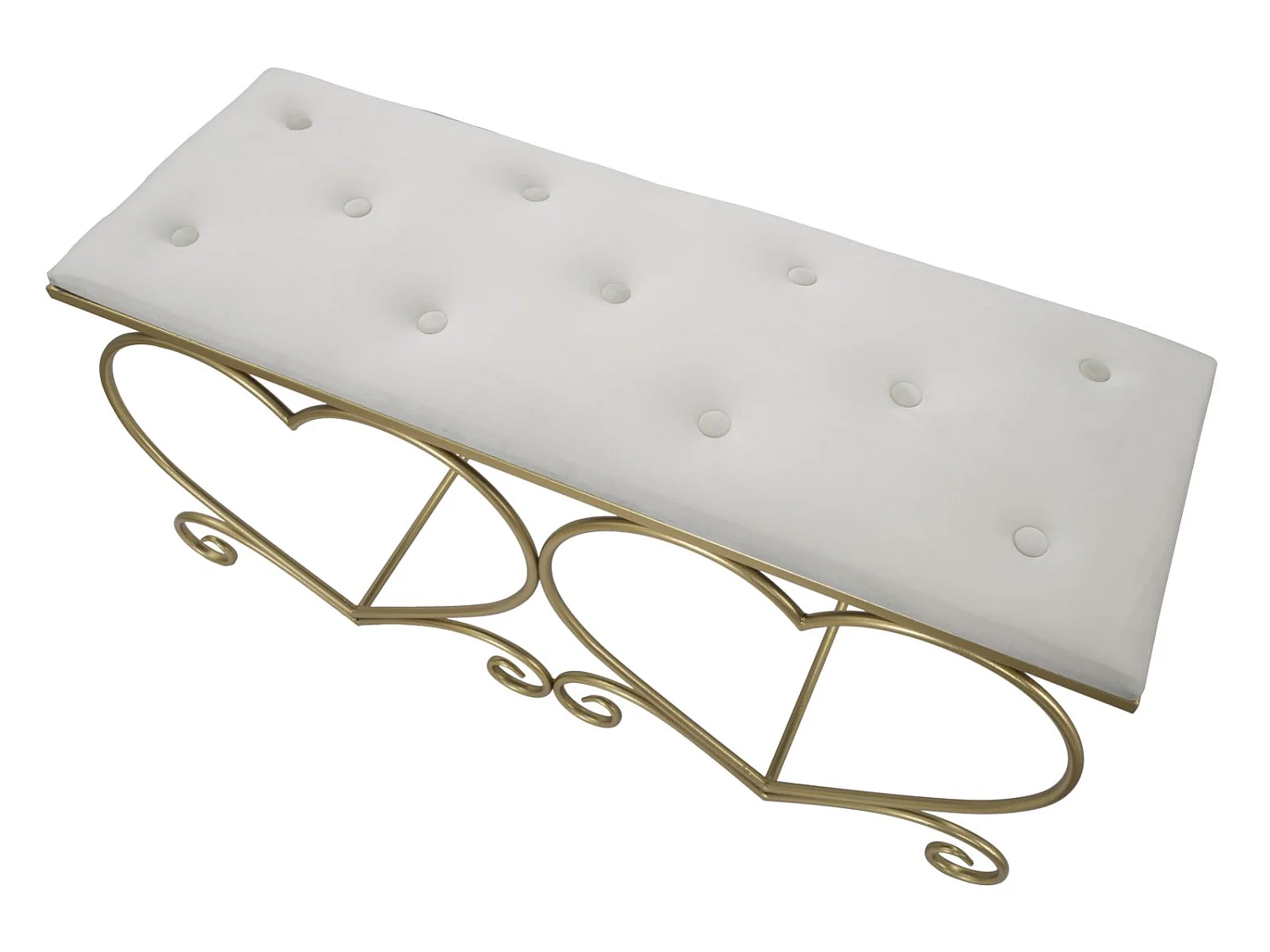 Banc Design "Heart" 105cm Crème & Or