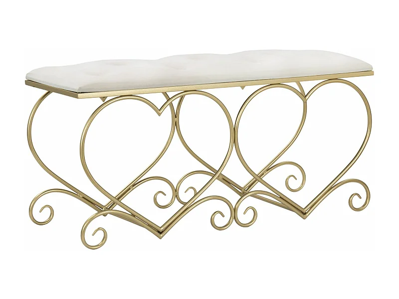 Banc Design "Heart" 105cm Crème & Or