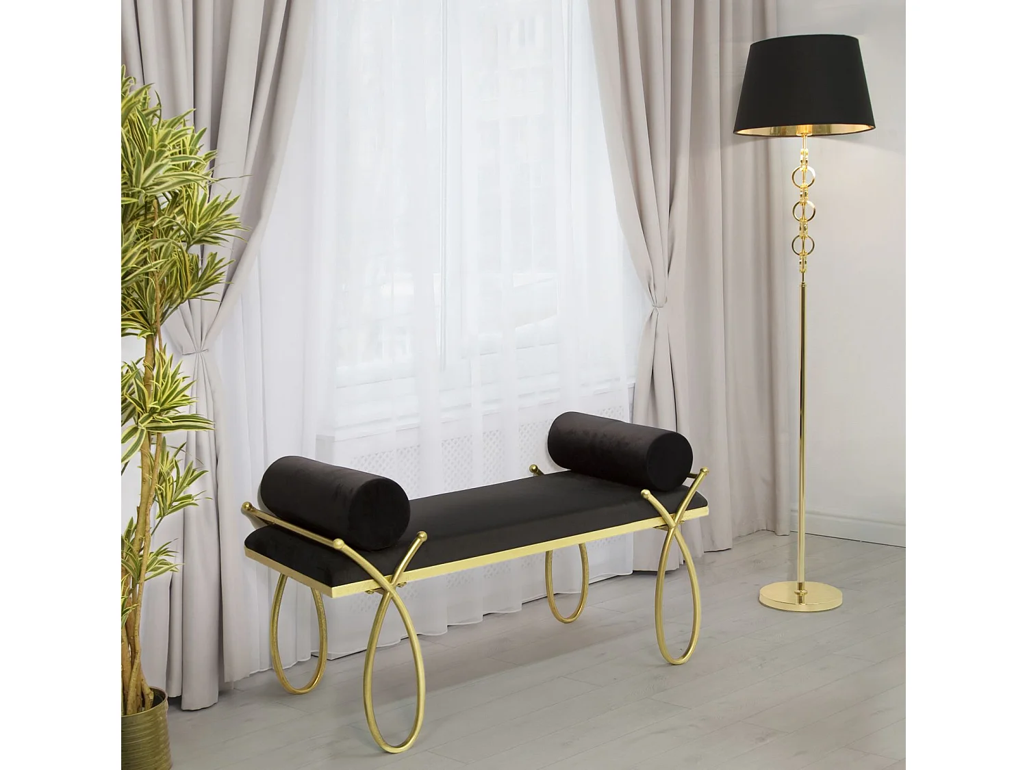 Banquette Design en Velours "Ruban" 112cm Noir