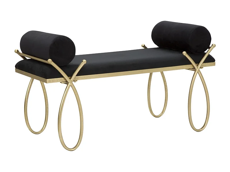 Banquette Design en Velours "Ruban" 112cm Noir