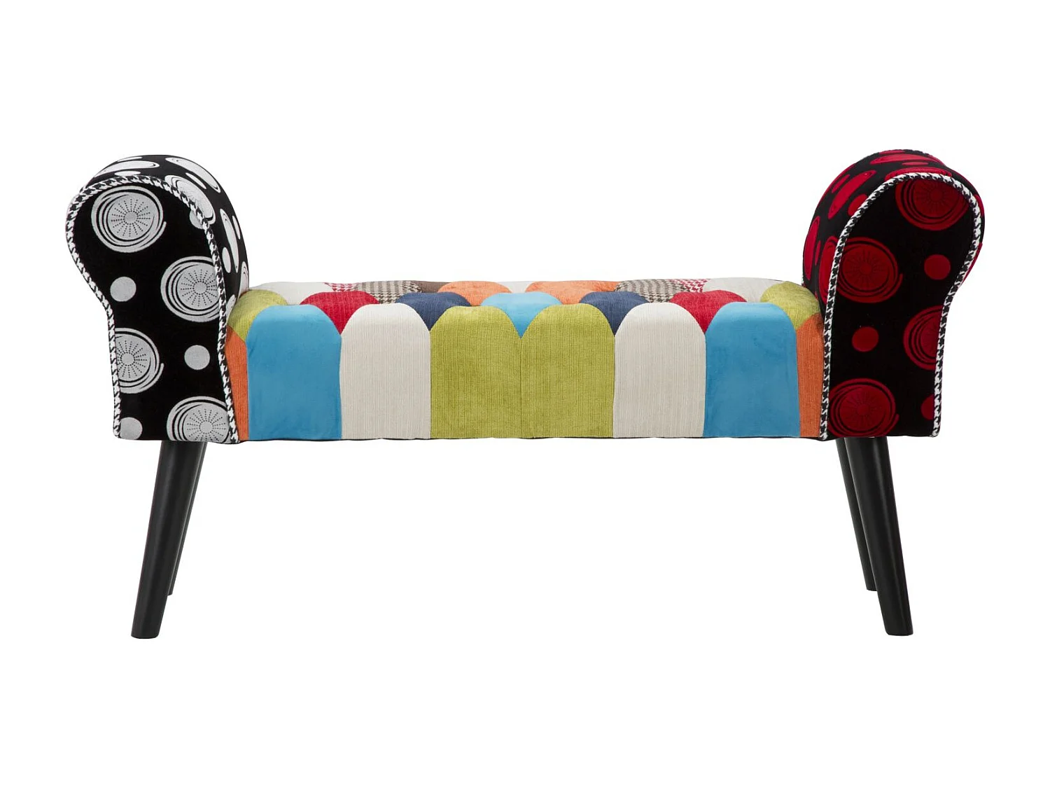 Panca in legno e tessuto patchwork multicolore cm 102x31x54