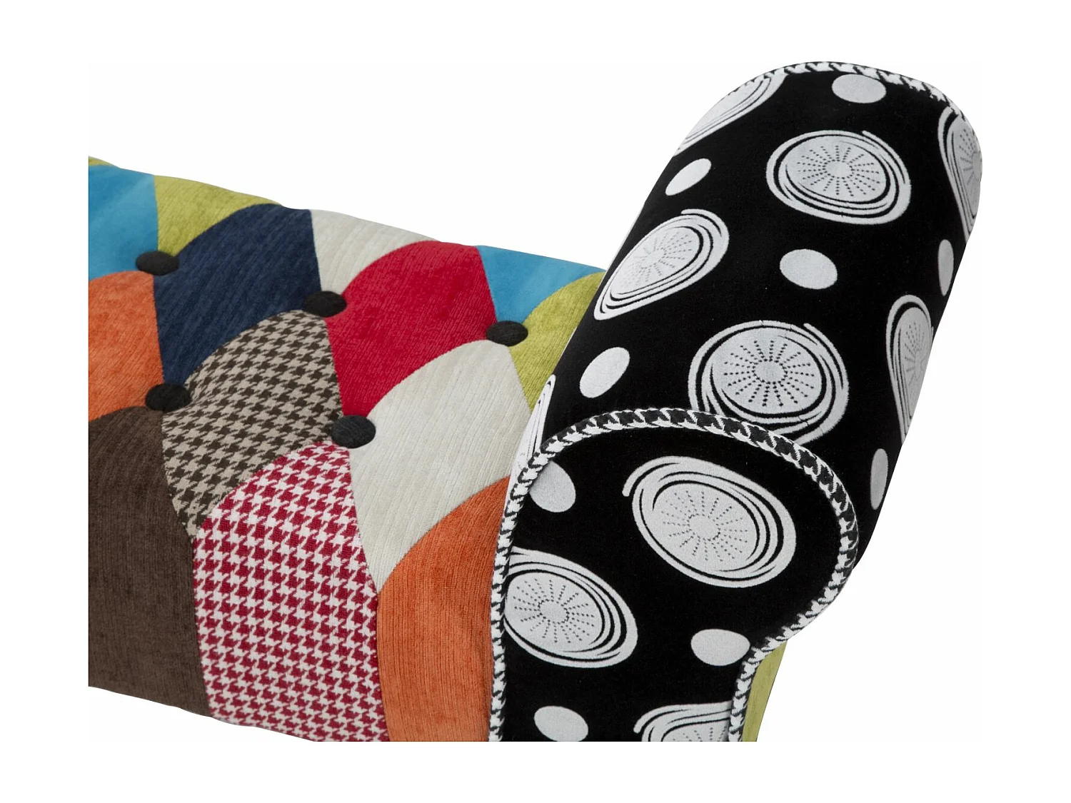 Panca in legno e tessuto patchwork multicolore cm 102x31x54