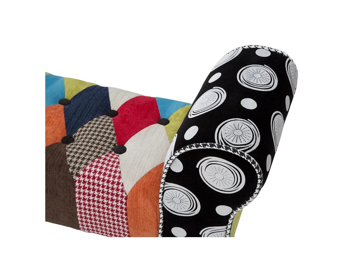 Sitzbank aus Holz und Patchwork-Stoff mehrfarbig 102x31x54 cm