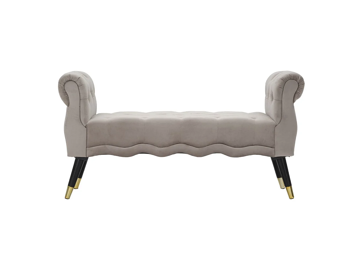 2-Sitzer-Bank aus Stoff grau mit Holzbeinen 120x40x60 cm