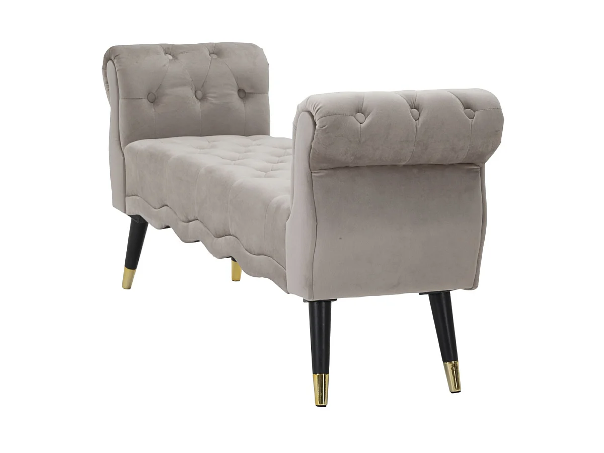 2-Sitzer-Bank aus Stoff grau mit Holzbeinen 120x40x60 cm
