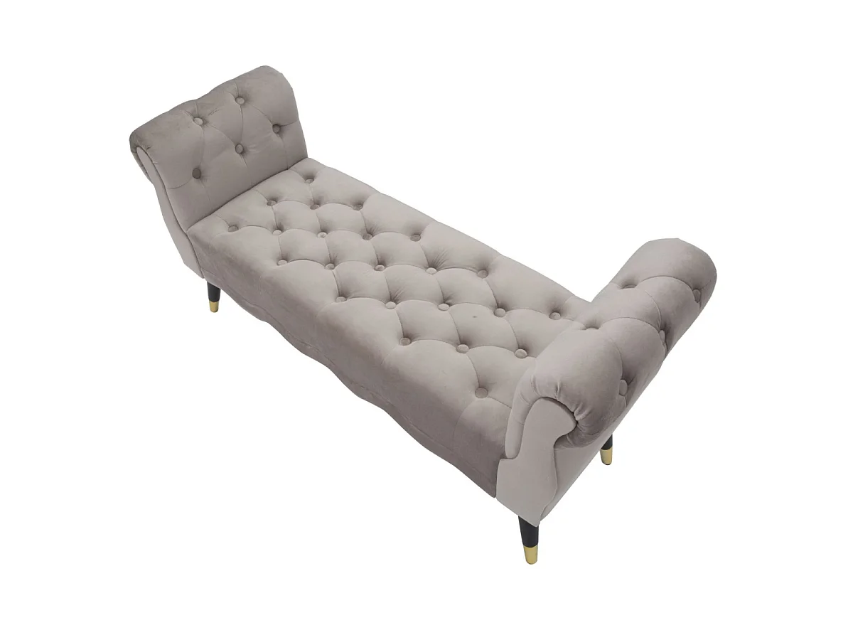 2-Sitzer-Bank aus Stoff grau mit Holzbeinen 120x40x60 cm