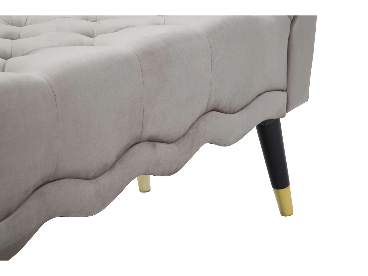 2-Sitzer-Bank aus Stoff grau mit Holzbeinen 120x40x60 cm