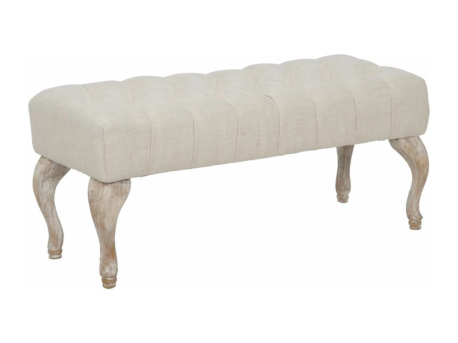 Panca in legno e tessuto beige dal design semplice cm 97x42x40