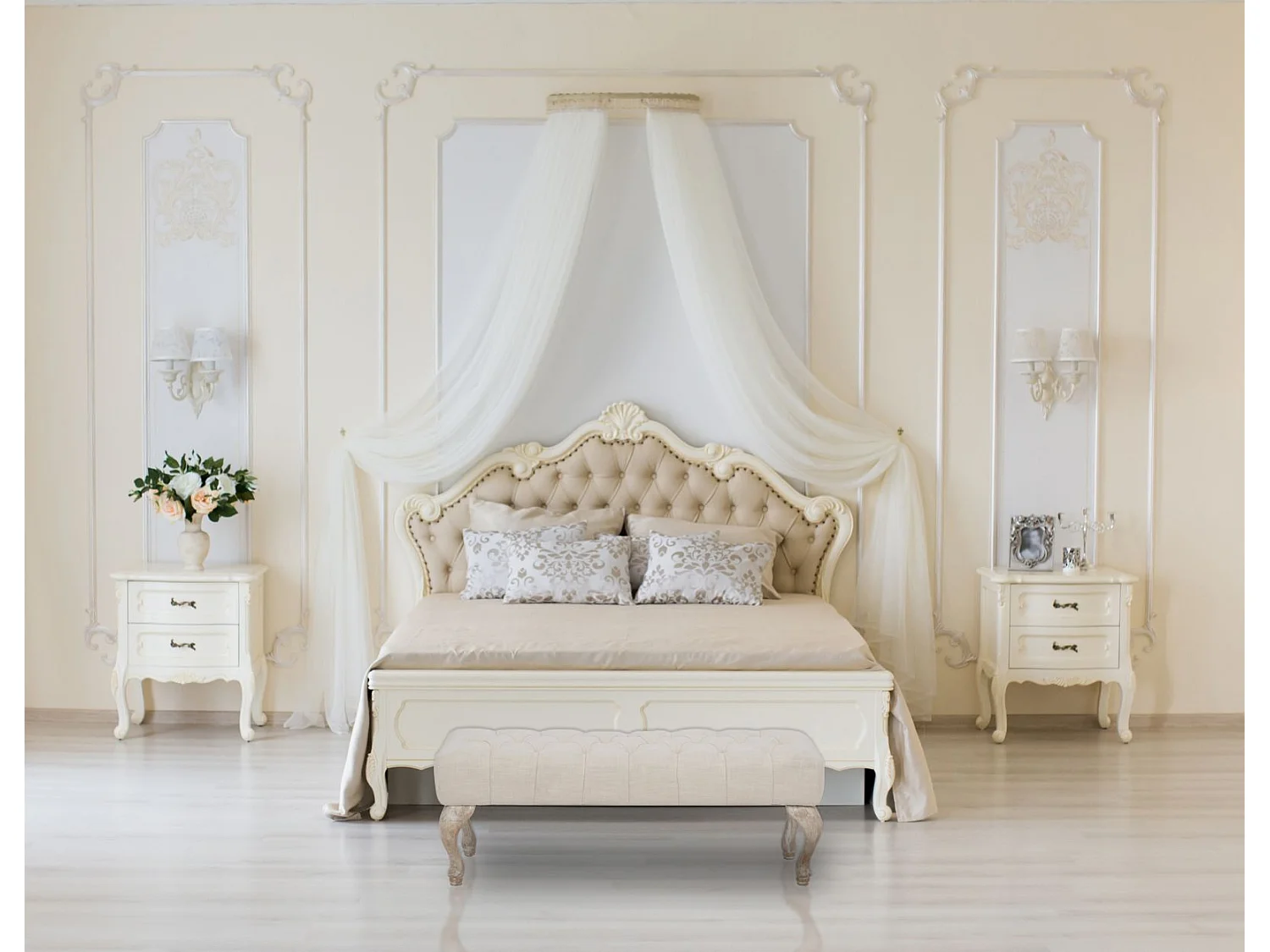 Banquette Capitonnée en Tissu "Provence" 97cm Beige