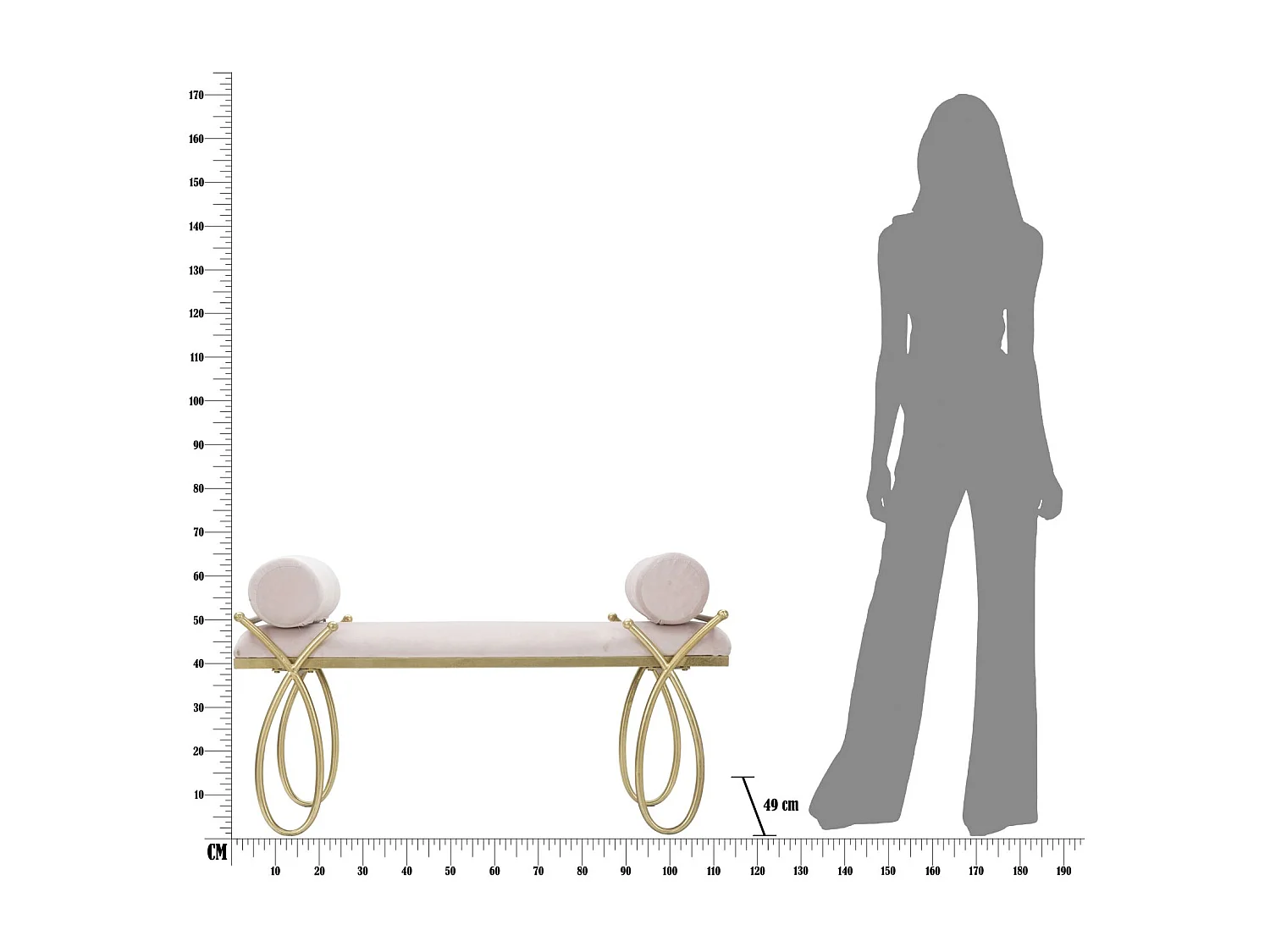Banquette Design en Velours "Ruban" 112cm Rose