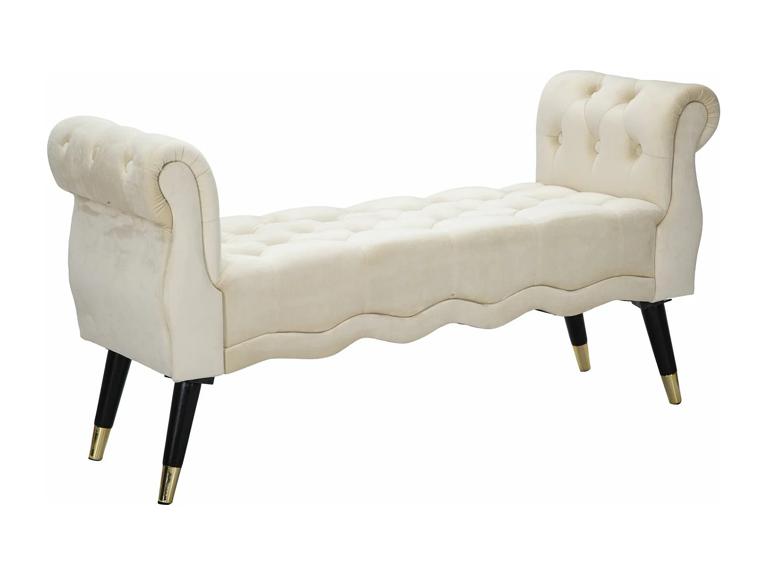 Banquette en Velours "Paris" 120cm Crème