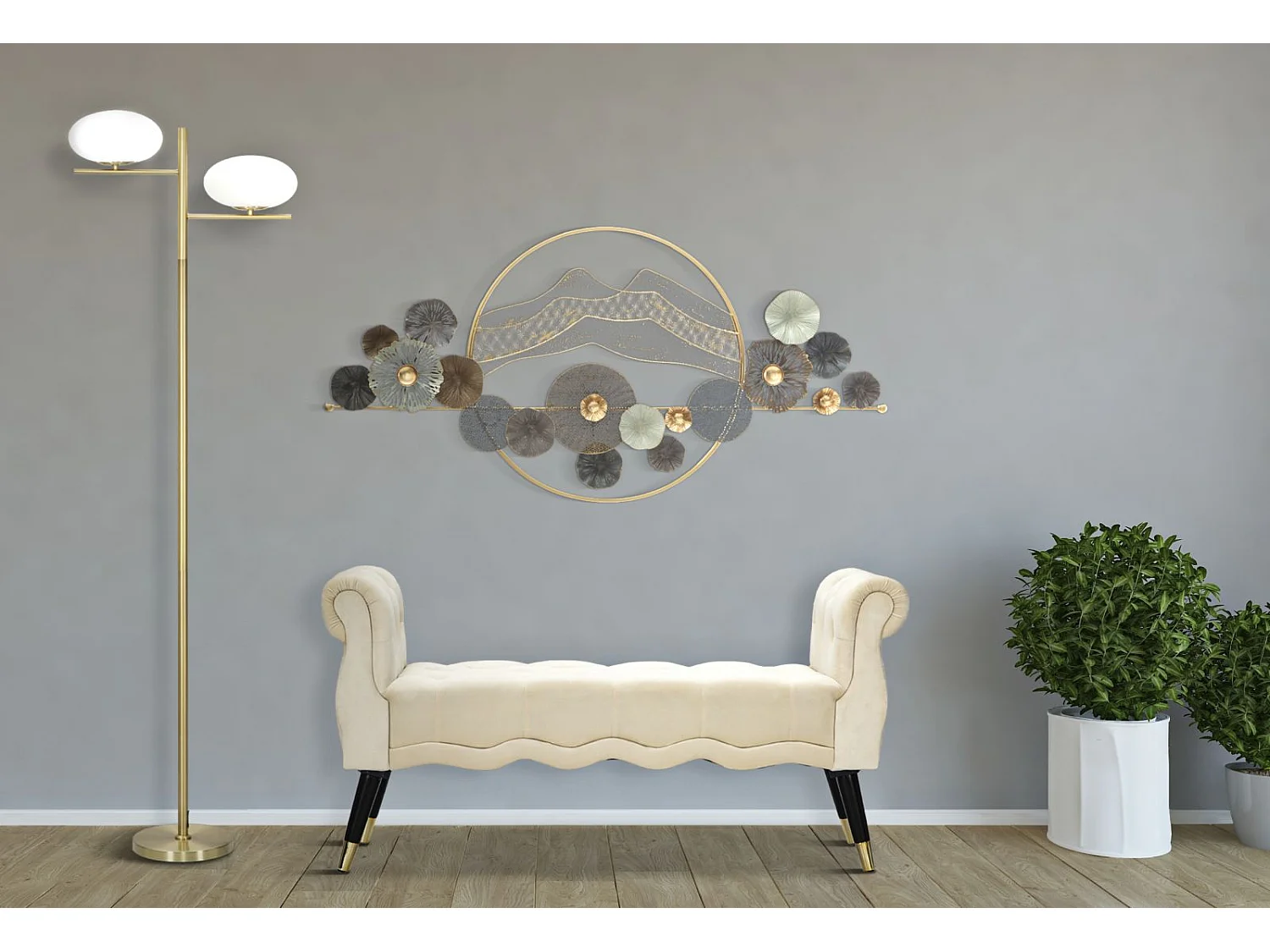 Banquette en Velours "Paris" 120cm Crème