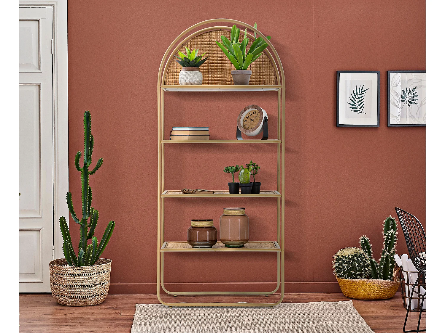 Libreria in metallo marrone cm 80x40x180