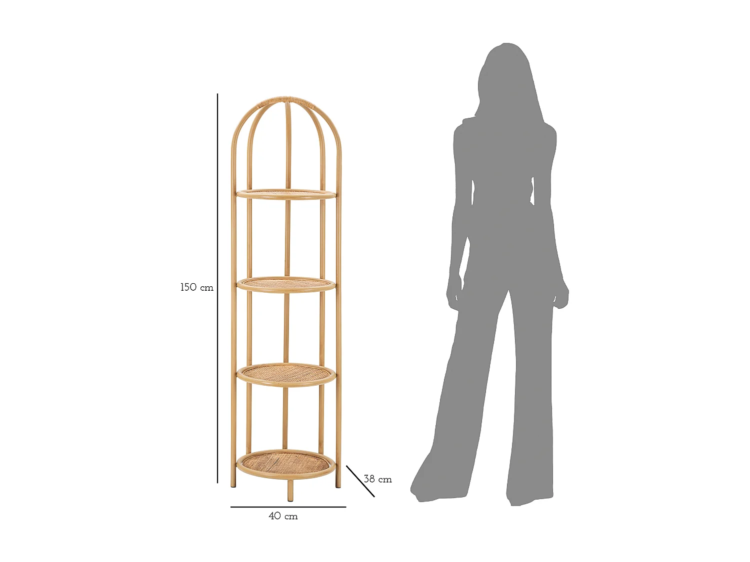 Étagère d'Angle 4 Niveaux "Panama" 150cm Naturel