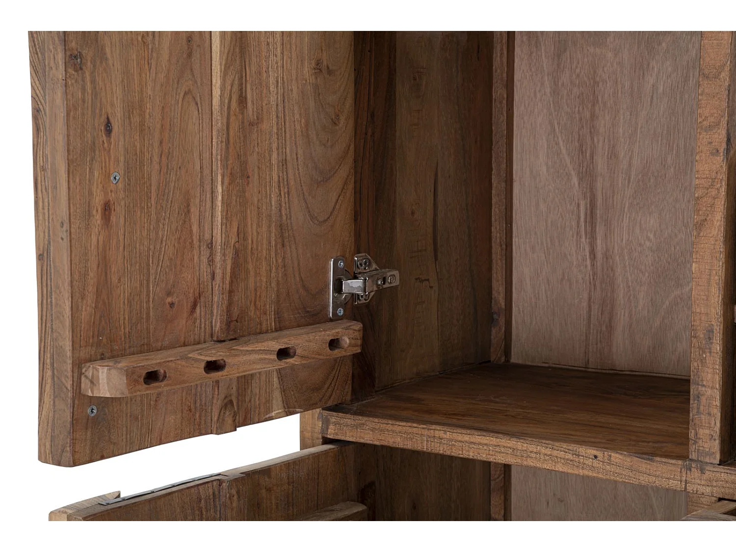 Bibliothèque en bois marron avec portes et tiroirs 88x40x195 cm