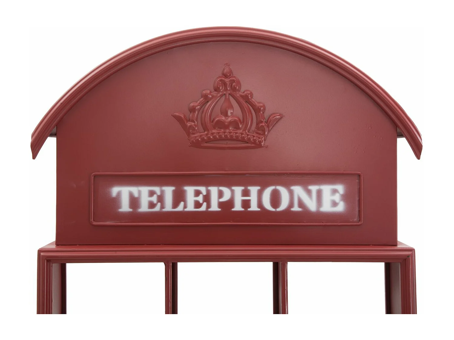 Bacheca in metallo rosso a forma di cabina telefonica cm 52x15x120