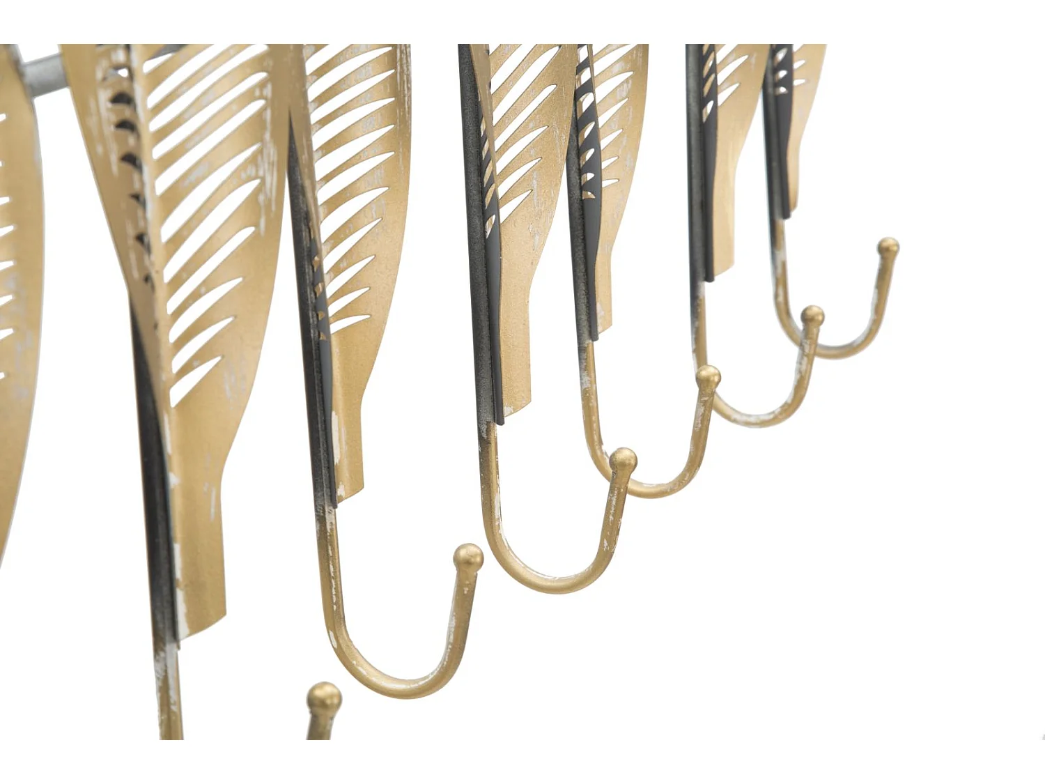 Appendiabiti in metallo dorato foglie 7 ganci cm 65x42,5x6