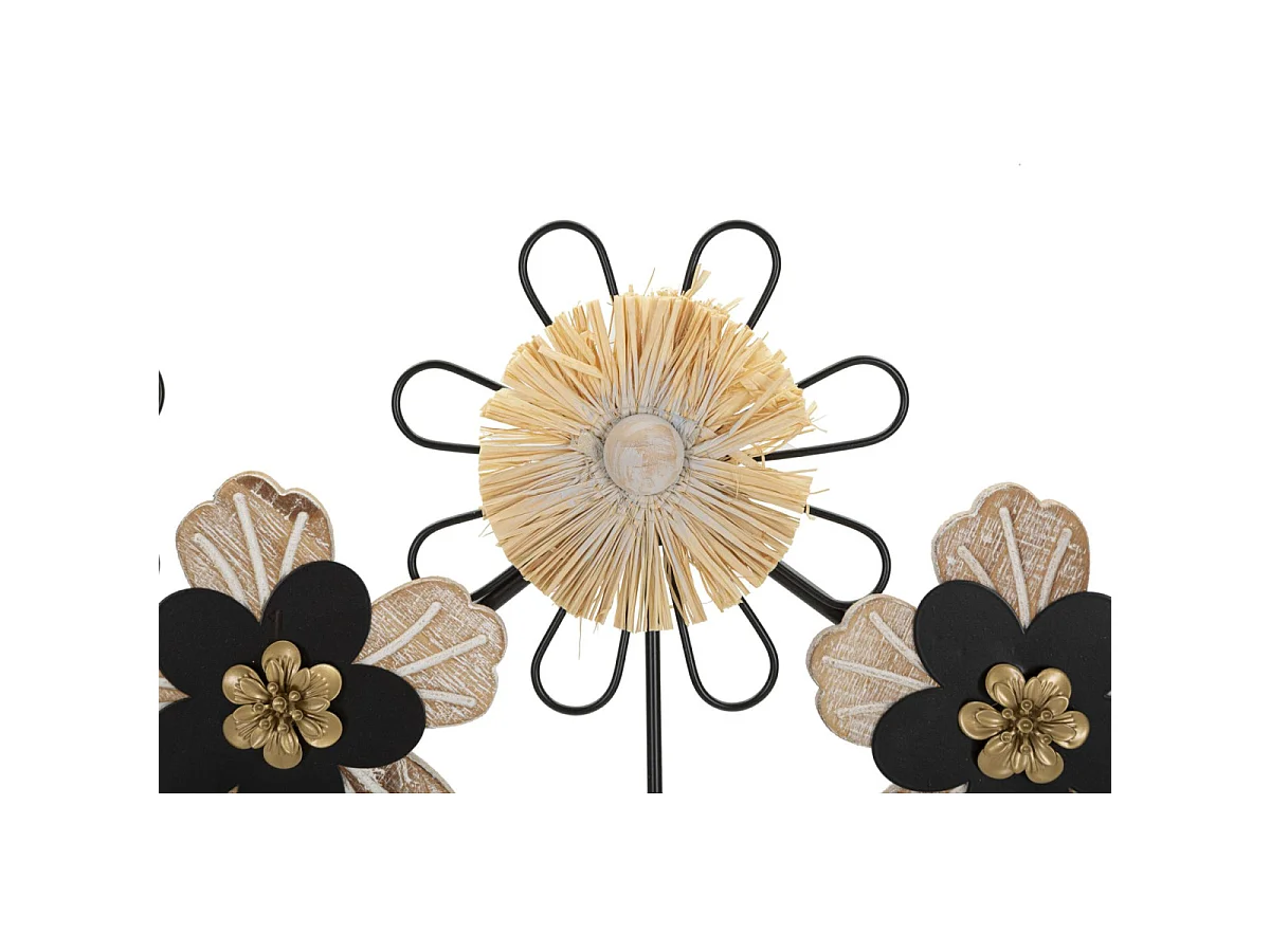 Patère Murale Design 5 Crochets "May" 61cm Noir & Naturel