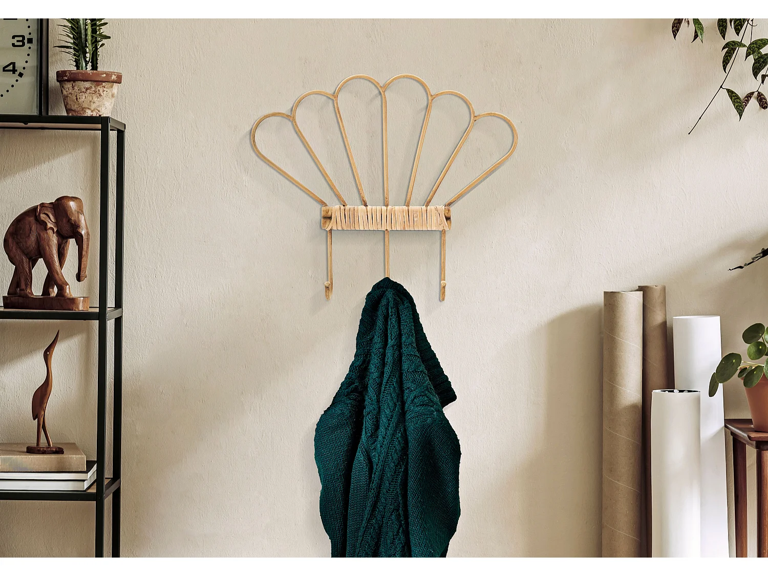 Appendiabiti con 3 ganci in metallo marrone cm 37,5x5x32,5