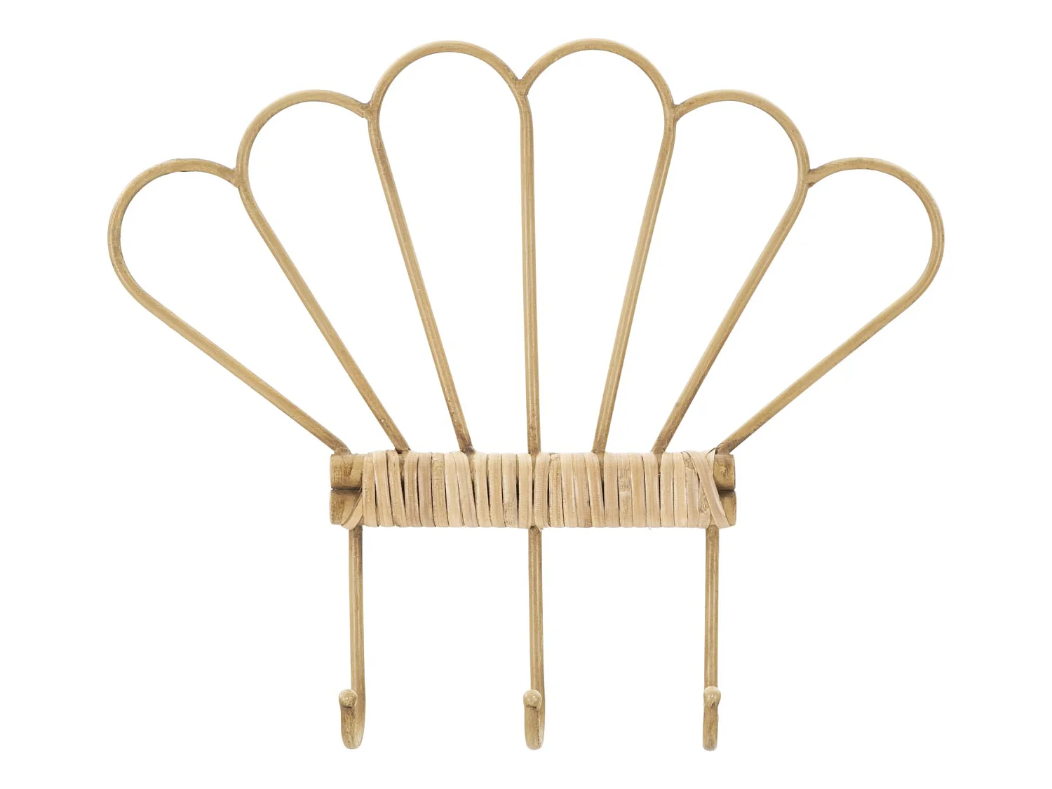 Kledinghanger met 3 bruine metalen haken, 37,5x5x32,5 cm