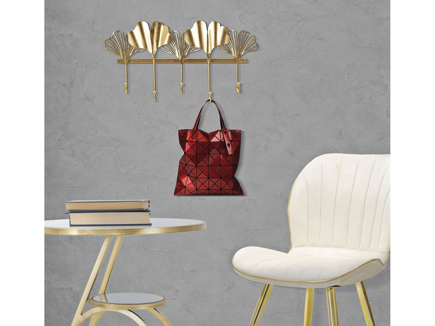 Appendiabiti in metallo dorato con 5 ganci cm 49,5x6x26,3