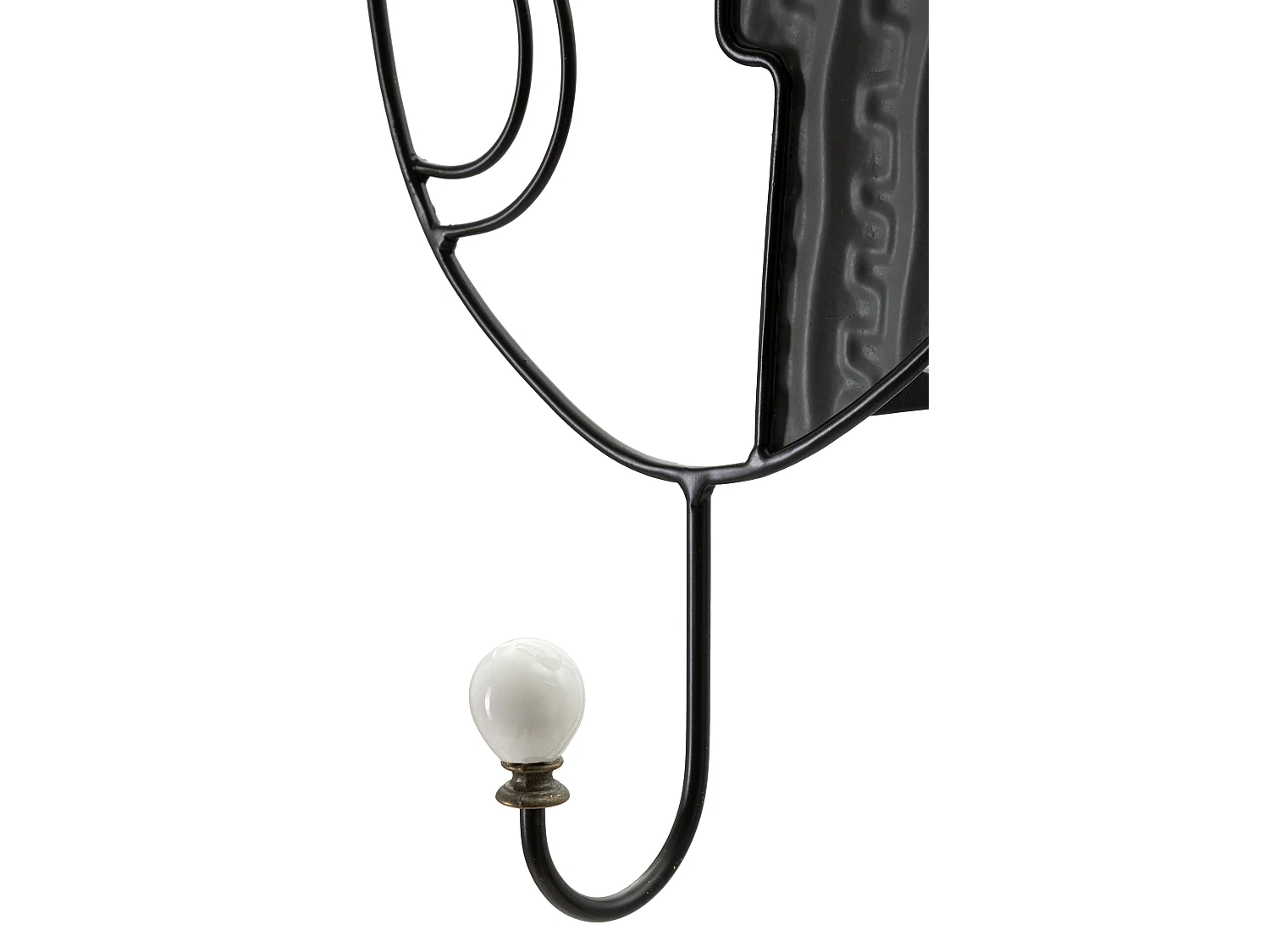 Appendiabiti da parete in metallo e legno nero cm16x6x33