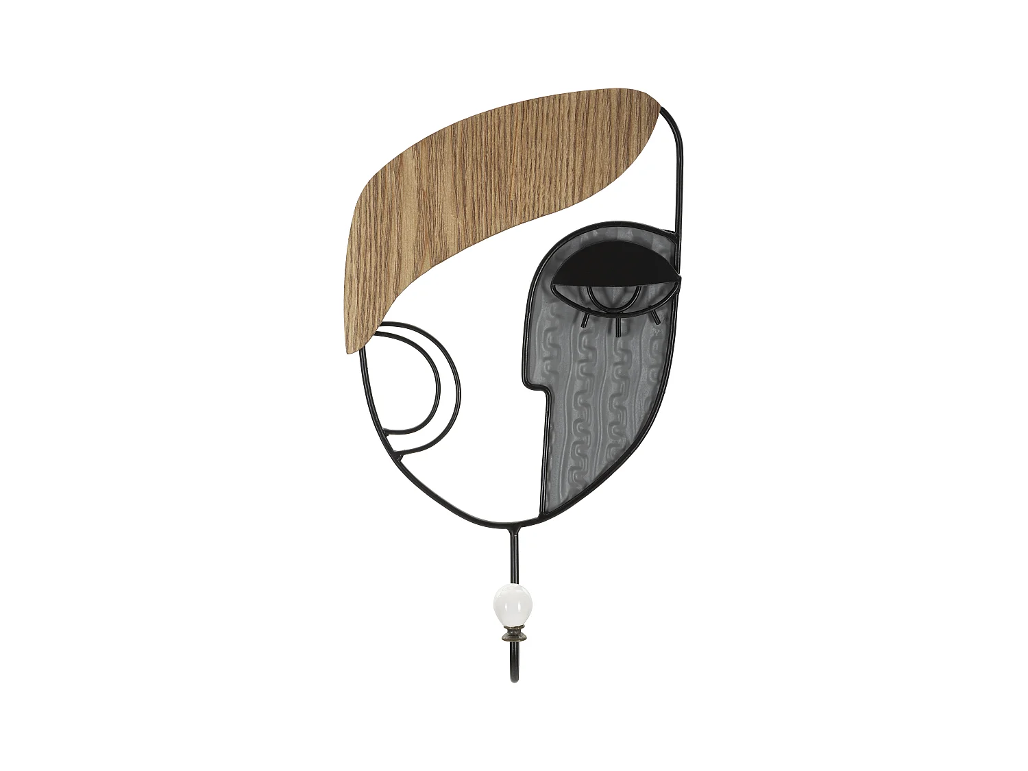 Porte-Manteau Mural PICASSY - Design Artistique en Métal et Bois Multicolore - Dimensions 16x6x33 cm - Matériaux MDF et Fer