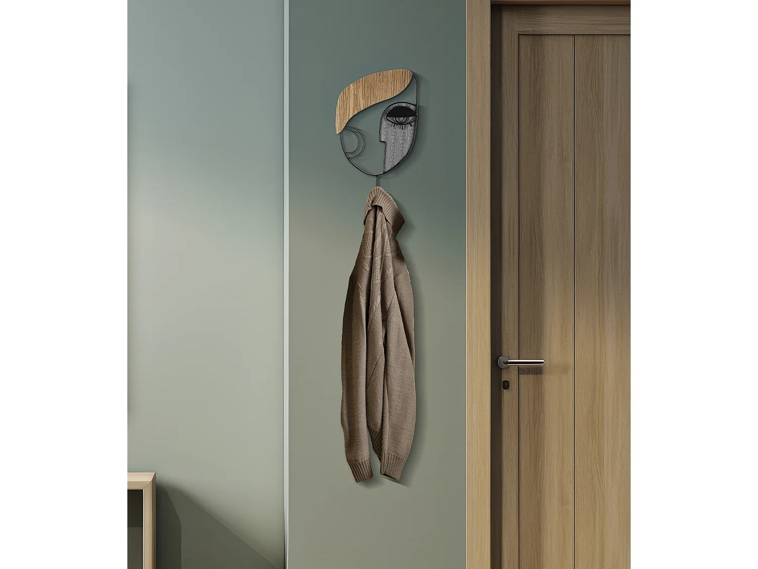 Porte-Manteau Mural PICASSY - Design Artistique en Métal et Bois Multicolore - Dimensions 16x6x33 cm - Matériaux MDF et Fer
