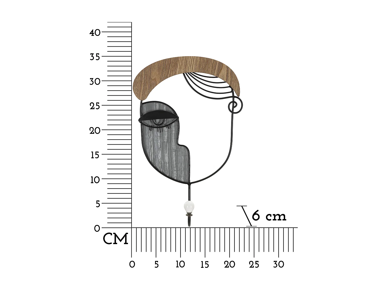 Porte-Manteau Mural PICASSY - Design Artistique en Métal et Bois Multicolore - Dimensions 22x6x35 cm - Matériaux MDF et Fer