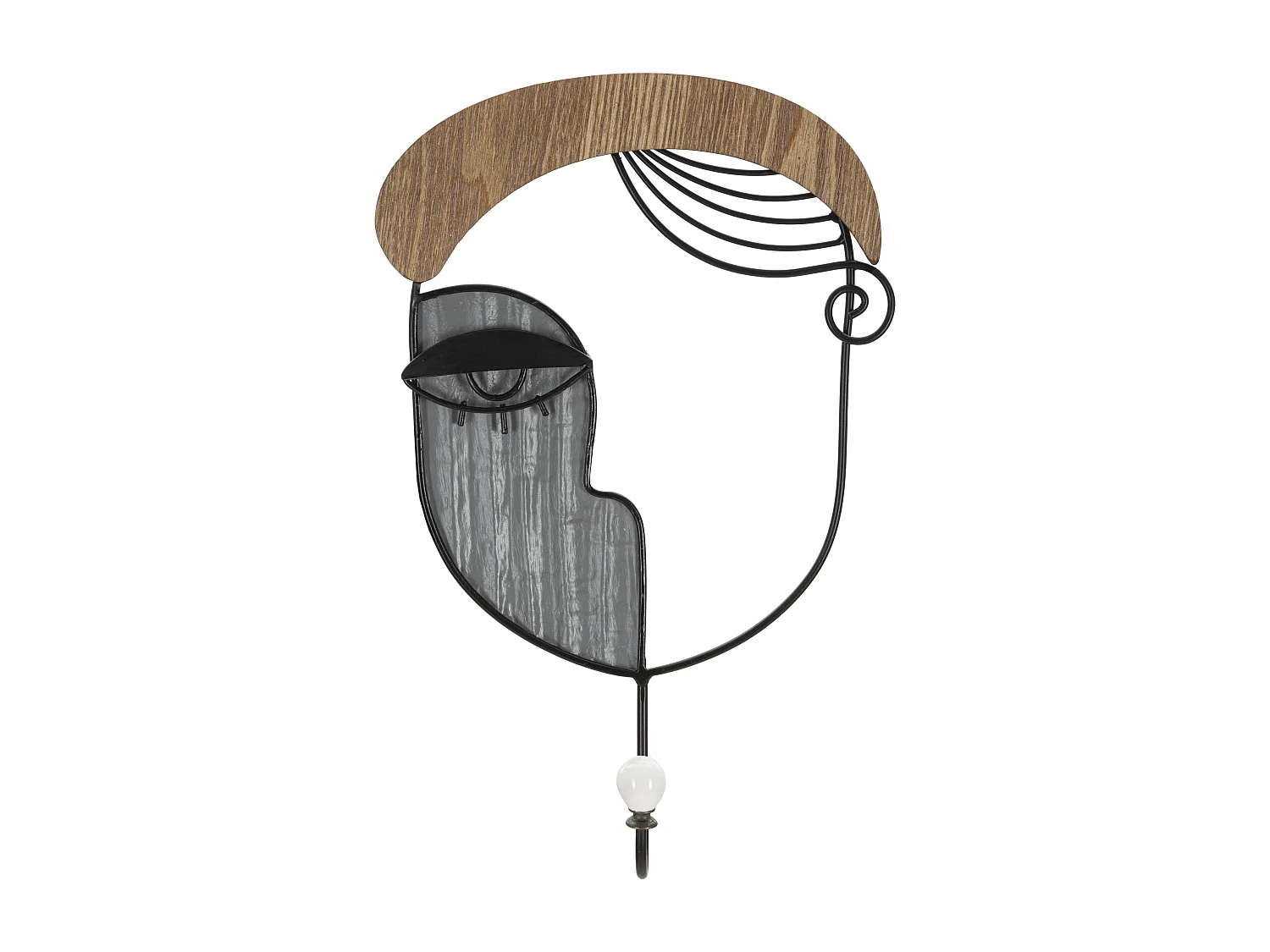 Porte-Manteau Mural PICASSY - Design Artistique en Métal et Bois Multicolore - Dimensions 22x6x35 cm - Matériaux MDF et Fer