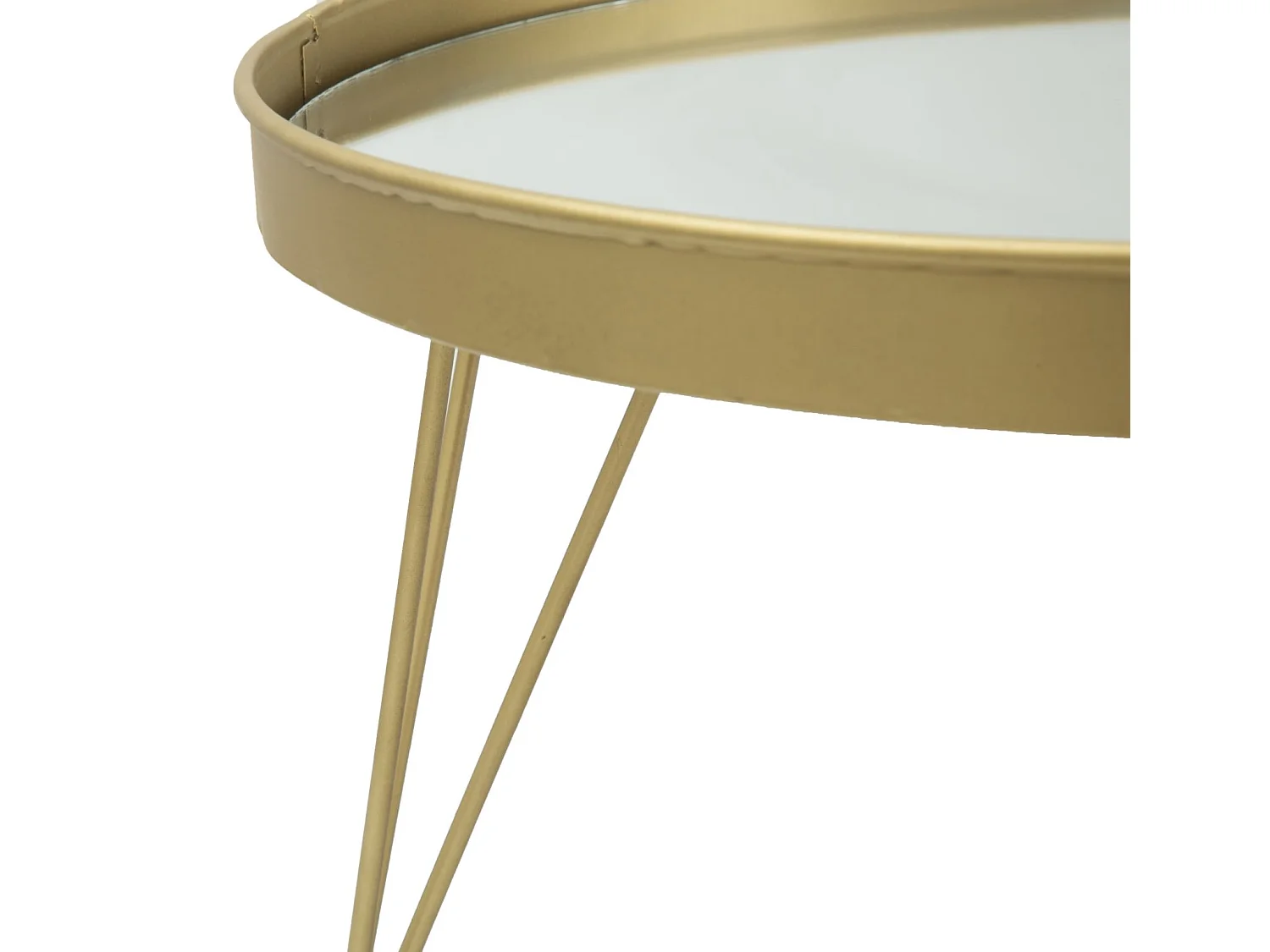 Portaoggetti in metallo dorato con piano a specchio Ø cm 36,5x22