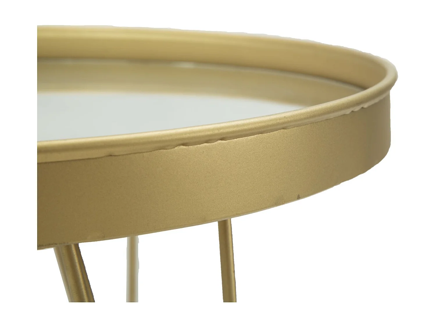 Portaoggetti in metallo dorato con piano a specchio Ø cm 36,5x22