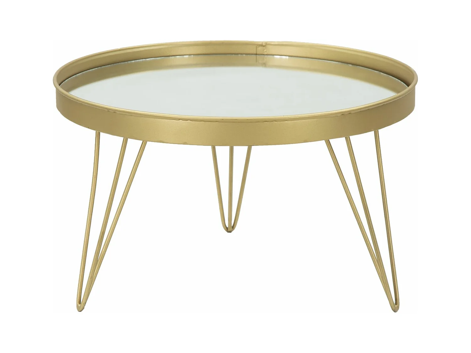 Porte-objet en métal doré avec plateau miroir Ø 36,5x22 cm