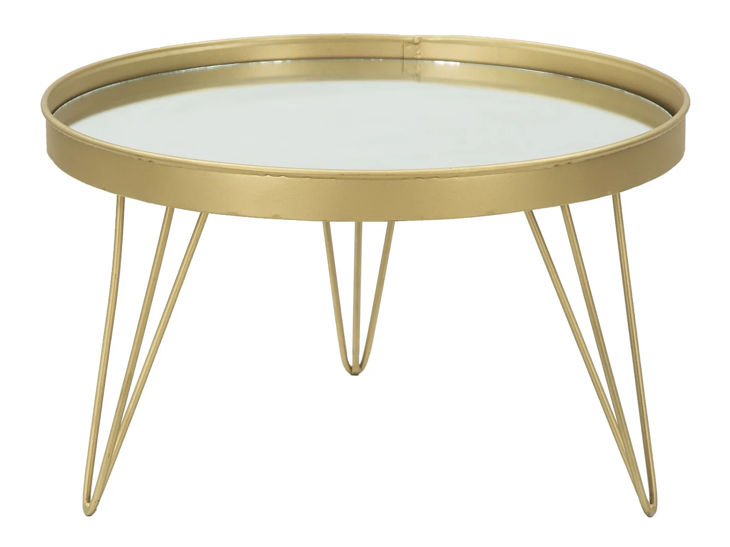 Caja de almacenamiento de metal dorado con tapa de espejo Ø cm 36,5x22
