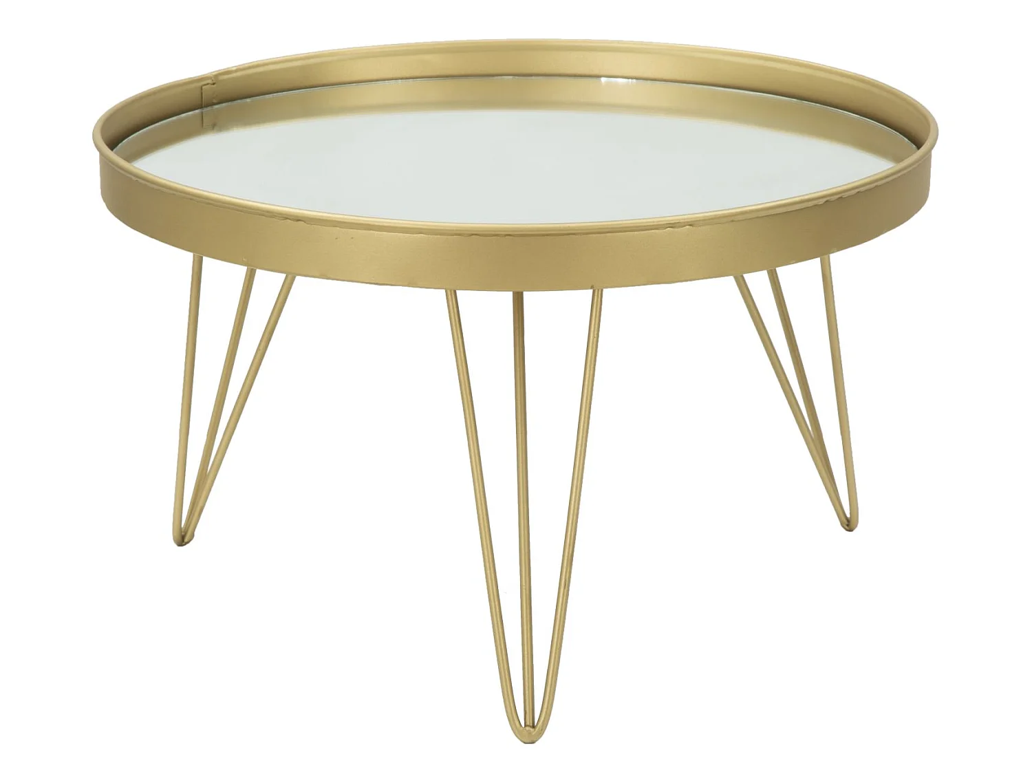 Caja de almacenamiento de metal dorado con tapa de espejo Ø cm 36,5x22