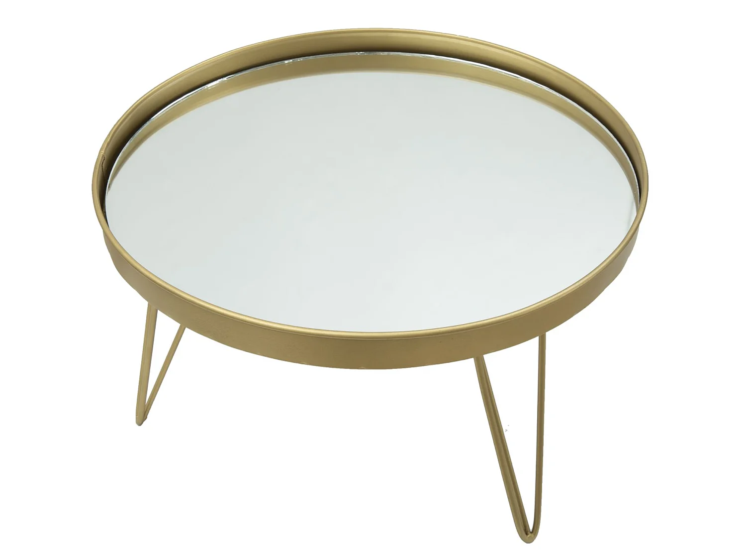 Caja de almacenamiento de metal dorado con tapa de espejo Ø cm 36,5x22
