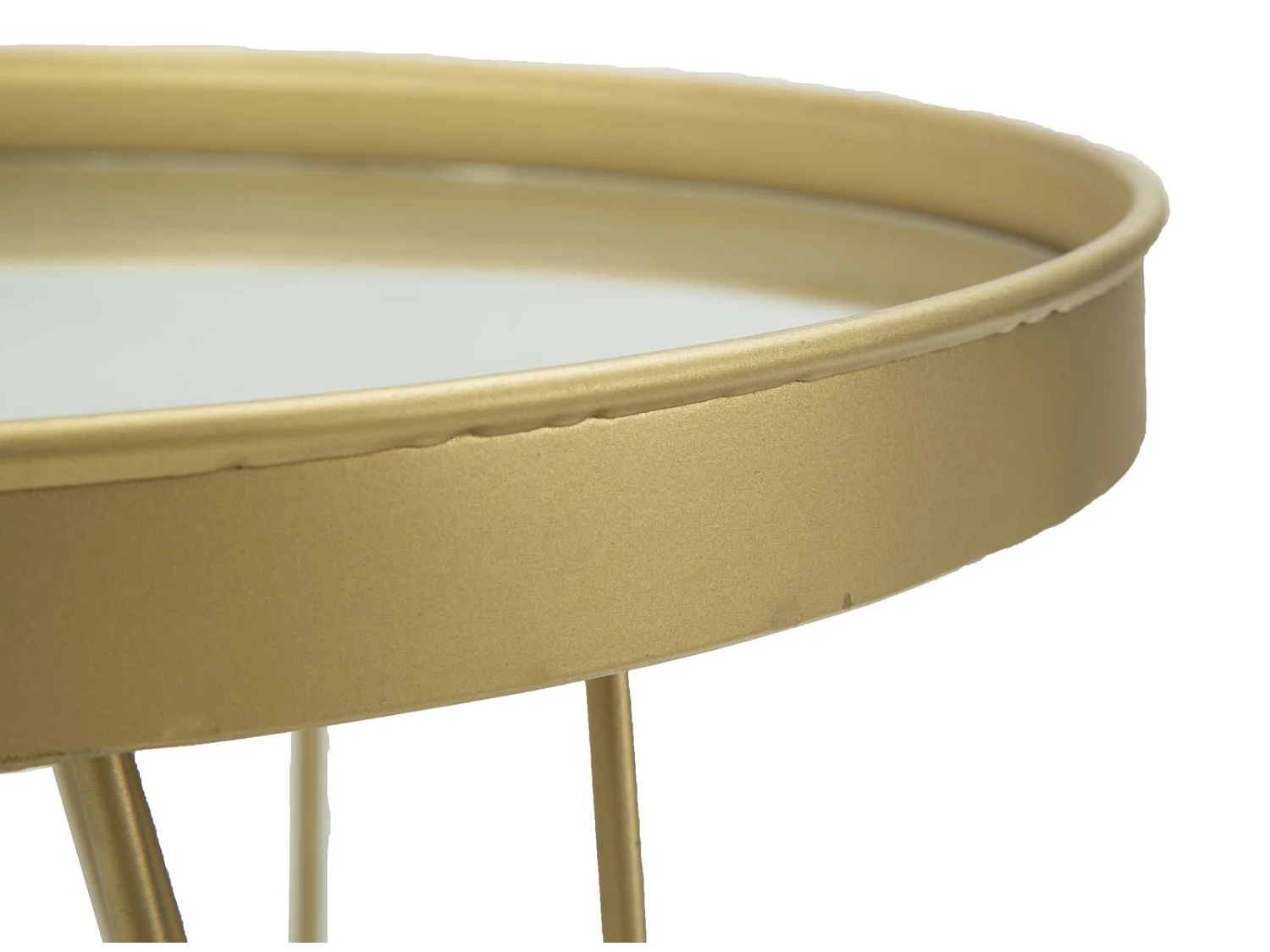 Caja de almacenamiento de metal dorado con tapa de espejo Ø cm 36,5x22