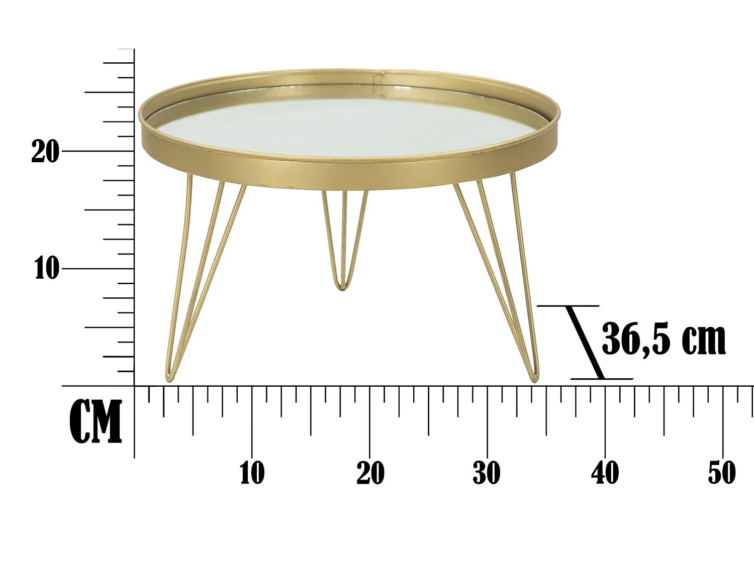 Caja de almacenamiento de metal dorado con tapa de espejo Ø cm 36,5x22