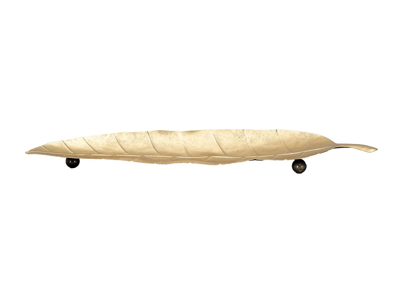 Portaoggetti in metallo dorato a forma di foglia cm 38x3x11