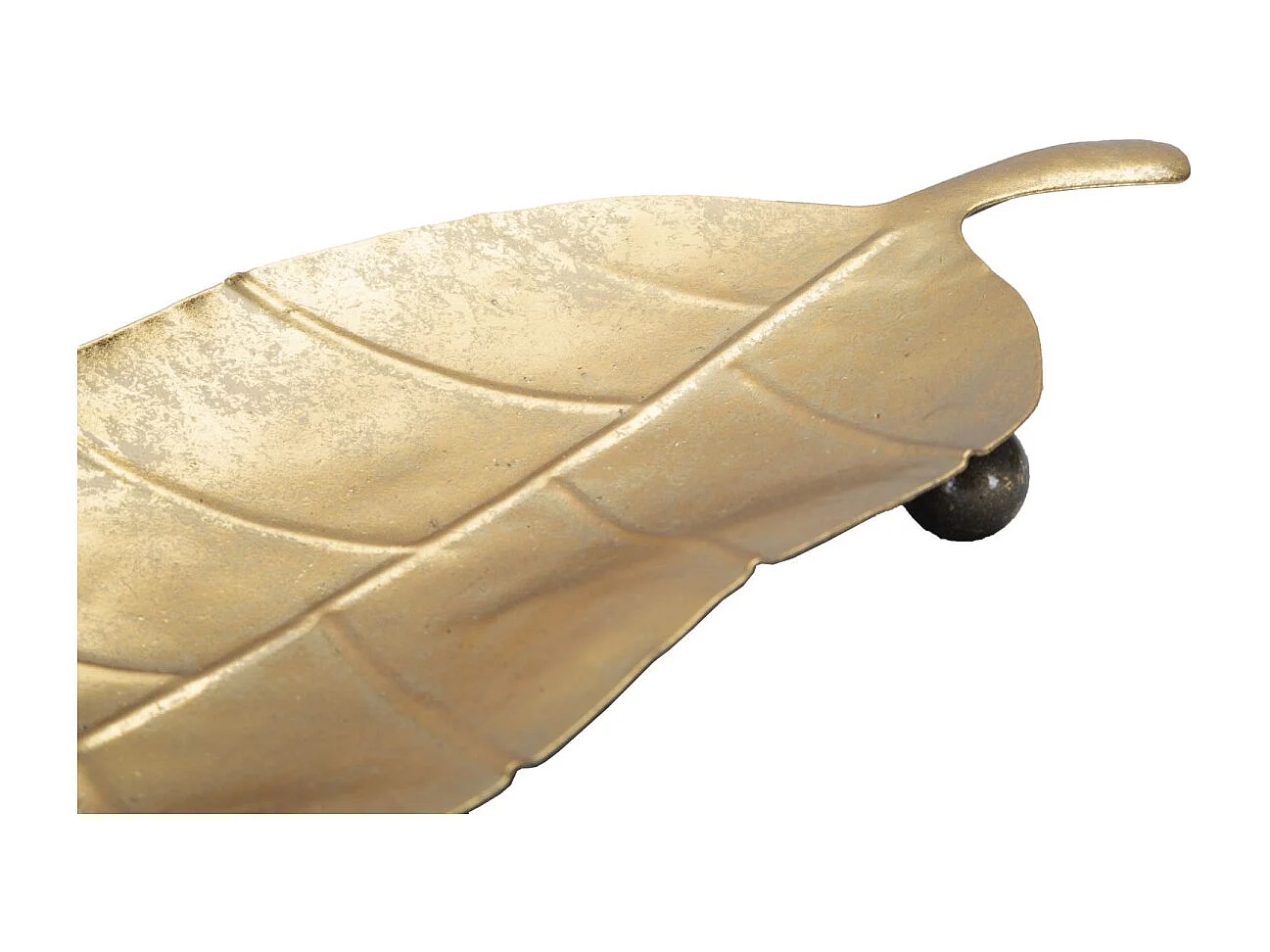 Portaoggetti in metallo dorato a forma di foglia cm 38x3x11