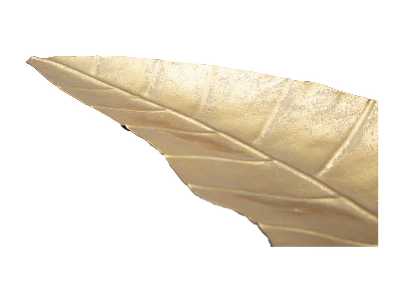 Portaoggetti in metallo dorato a forma di foglia cm 38x3x11