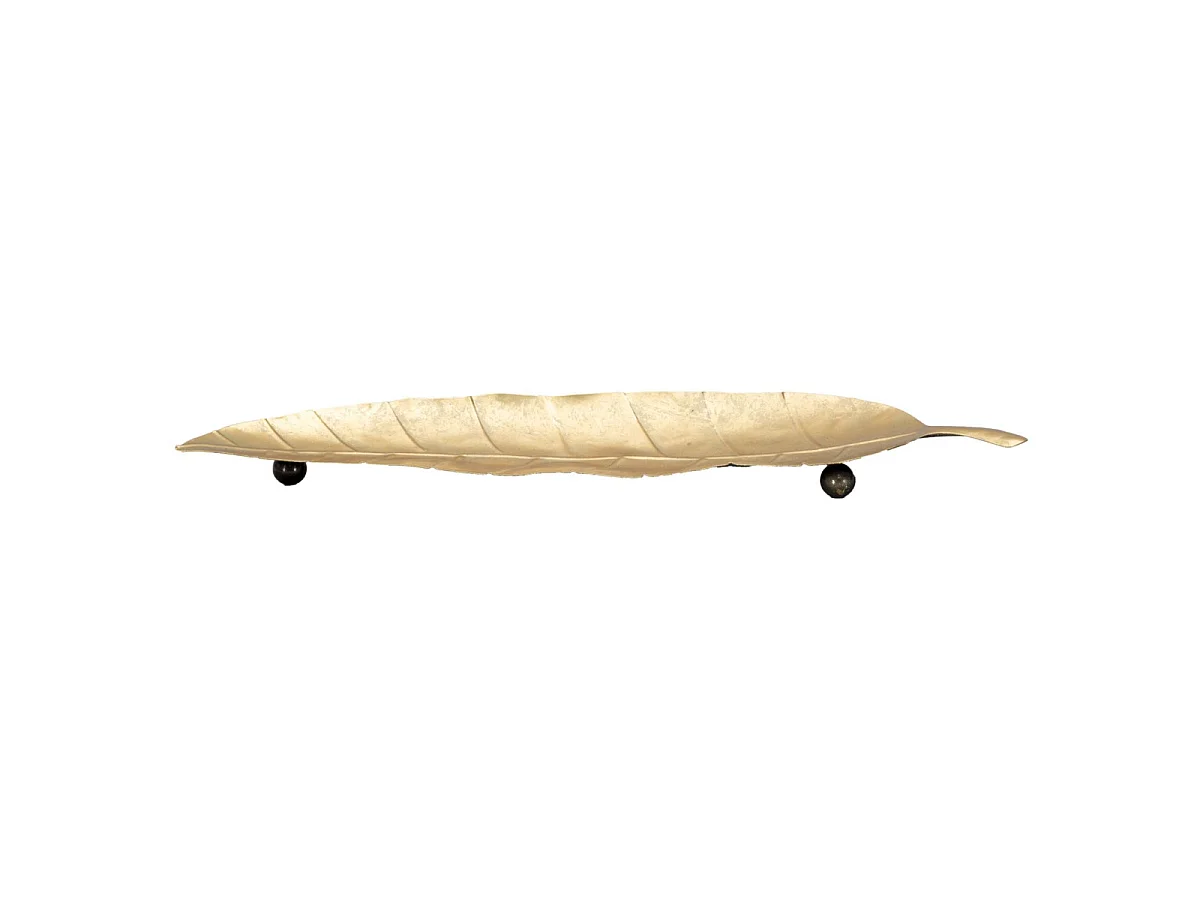 Bladvormige gouden metalen opbergdoos, 38x3x11 cm