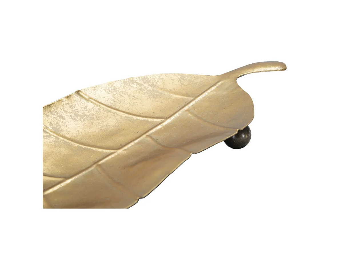 Bladvormige gouden metalen opbergdoos, 38x3x11 cm
