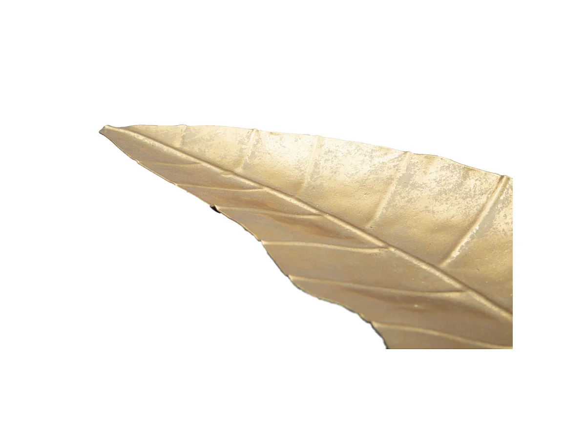 Bladvormige gouden metalen opbergdoos, 38x3x11 cm